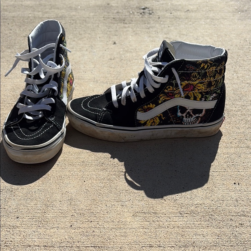 Vans High-Top Sneakers - Black with Skull Design